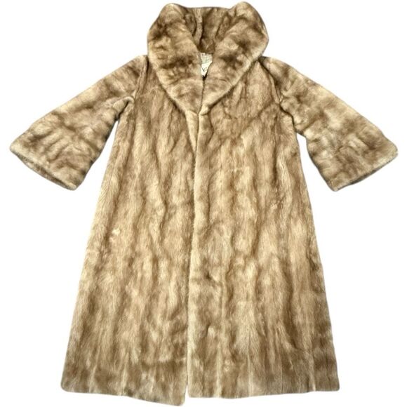 GENUINE MINK FUR COAT Vintage Full Length Autumn Haze Mink Coat Pastel Mink Coat - Picture 13 of 16